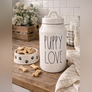 Rae Dunn “Puppy Love” Canister | Ceramic Dog Treat Jar | Farmhouse Decor